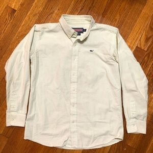 Vineyard Vines Boys green striped Oxford Whale Shirt size: Large